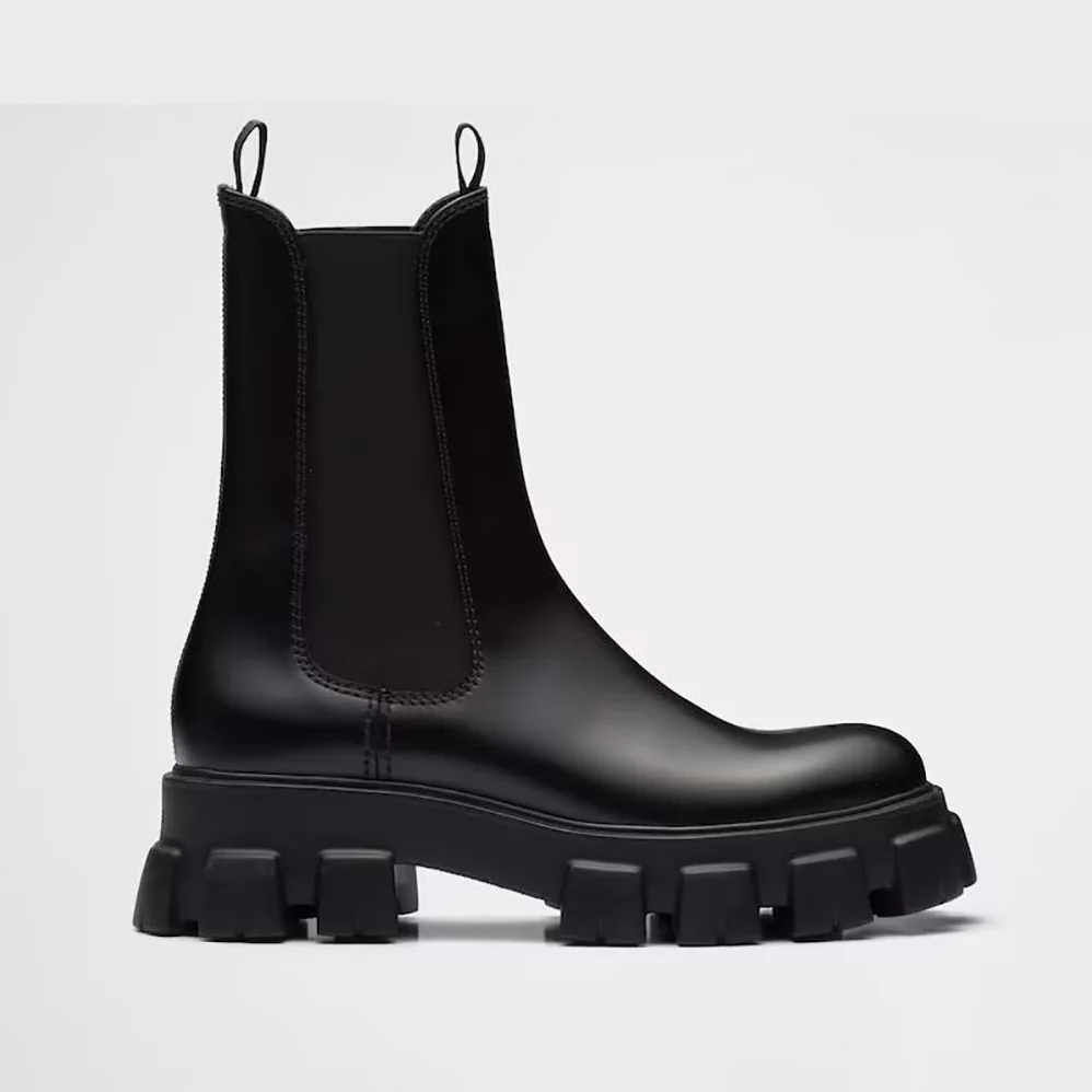 Prada Monolith Brushed Leather Chelsea Boots for Unisex Prada Monolith Brushed Leather Chelsea Boots for Unisex