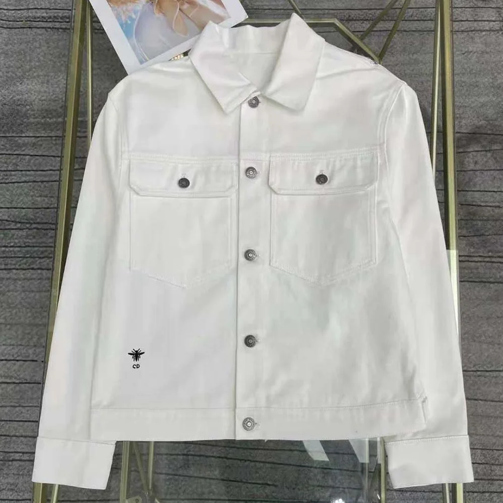 Dior Jacket White Cotton Denim with Blue Rêve D'Infini Motif for Women
