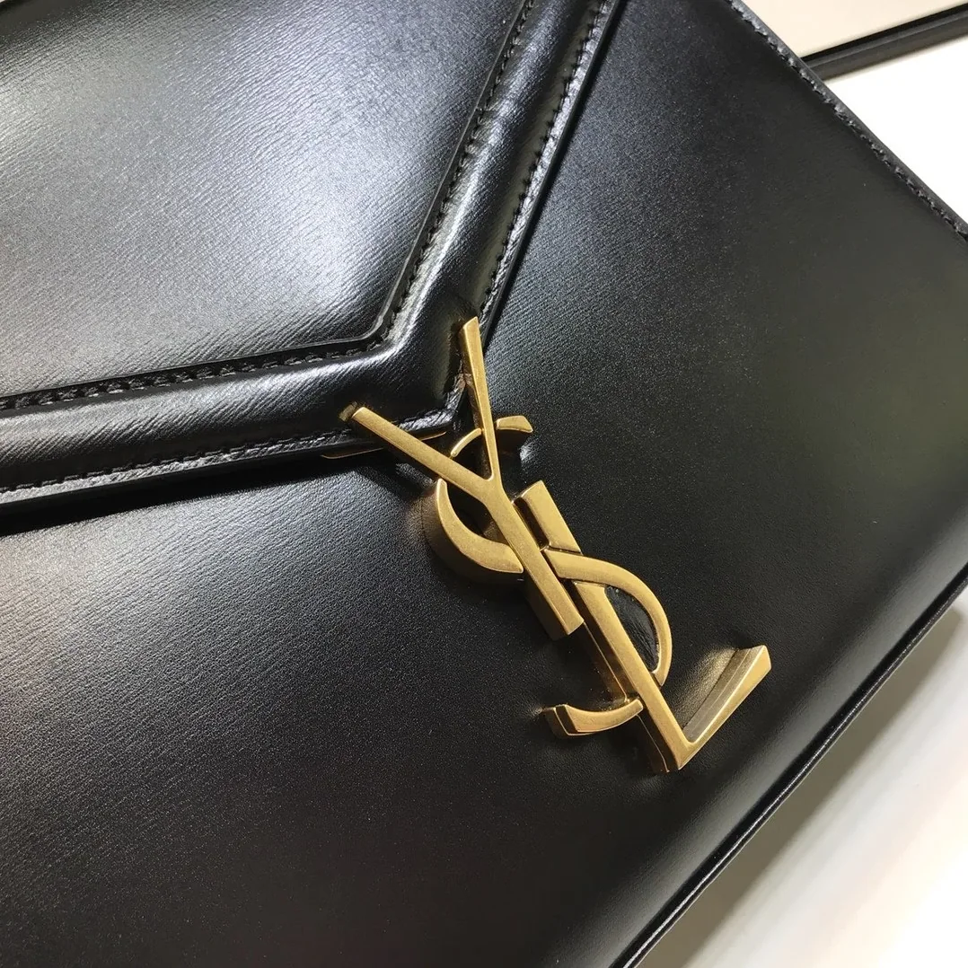 Saint Laurent Cassandra Medium Top Handle Bag In Grain Black in YSL