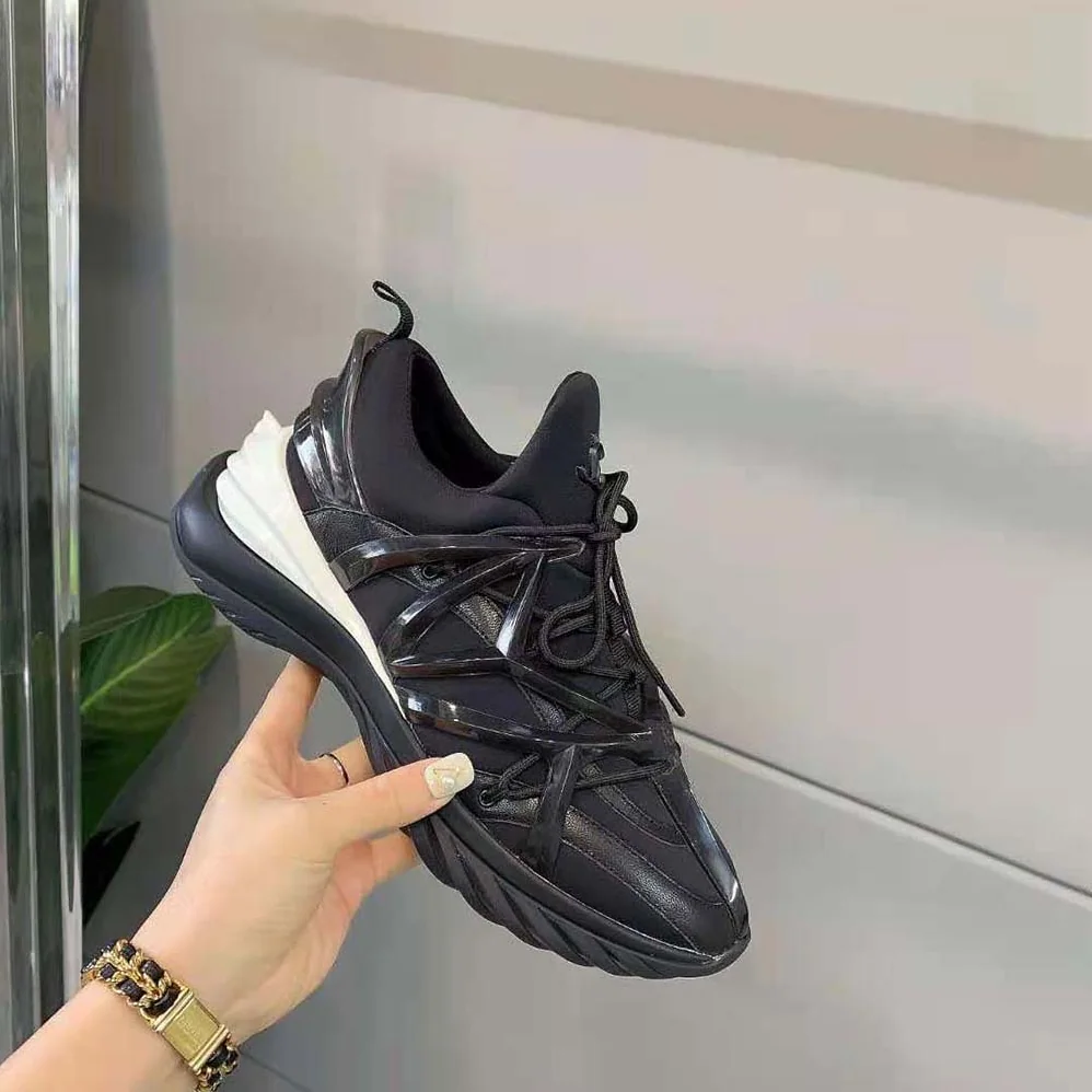 Jimmy Choo Cosmos/F Black Leather and Neoprene Low for Women in Top Trainers