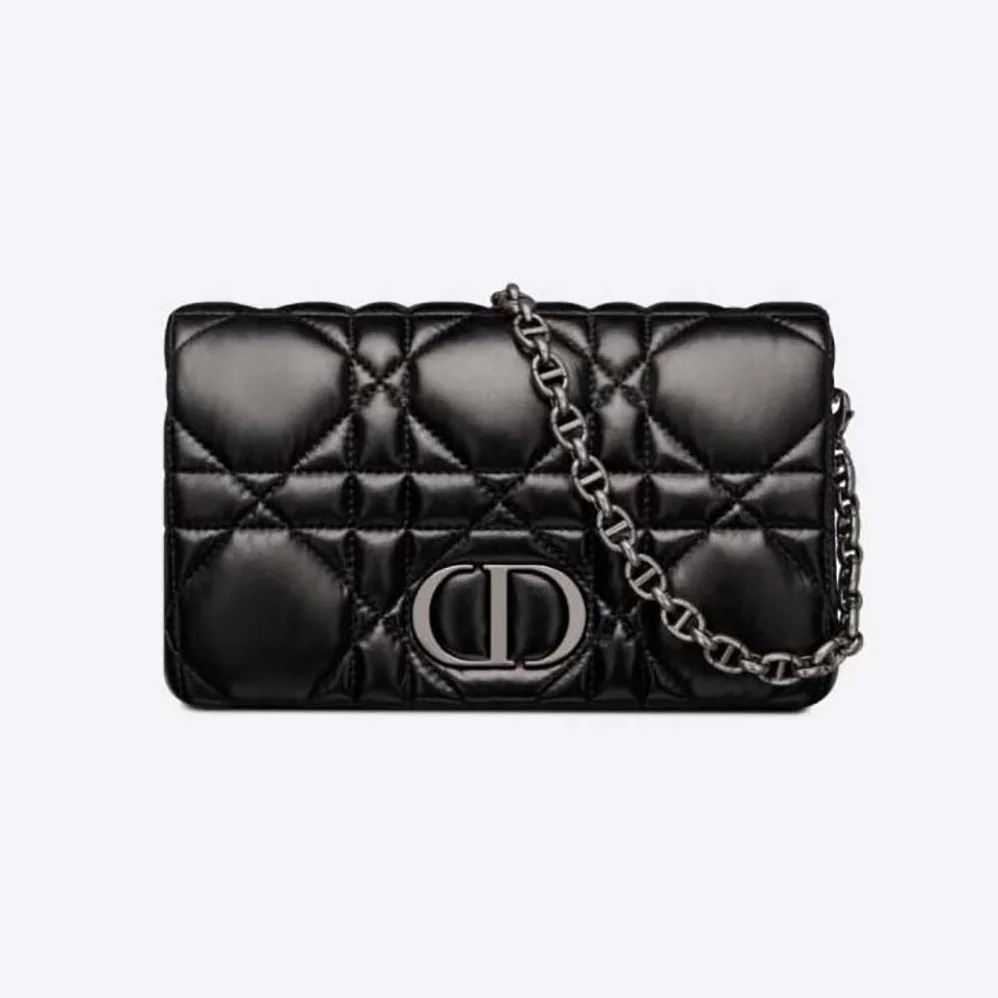 Dior Caro Macrocannage Pouch Black Quilted Macrocannage Calfskin for Women Dior Caro Macrocannage Pouch Black Quilted Macrocannage Calfskin for Women