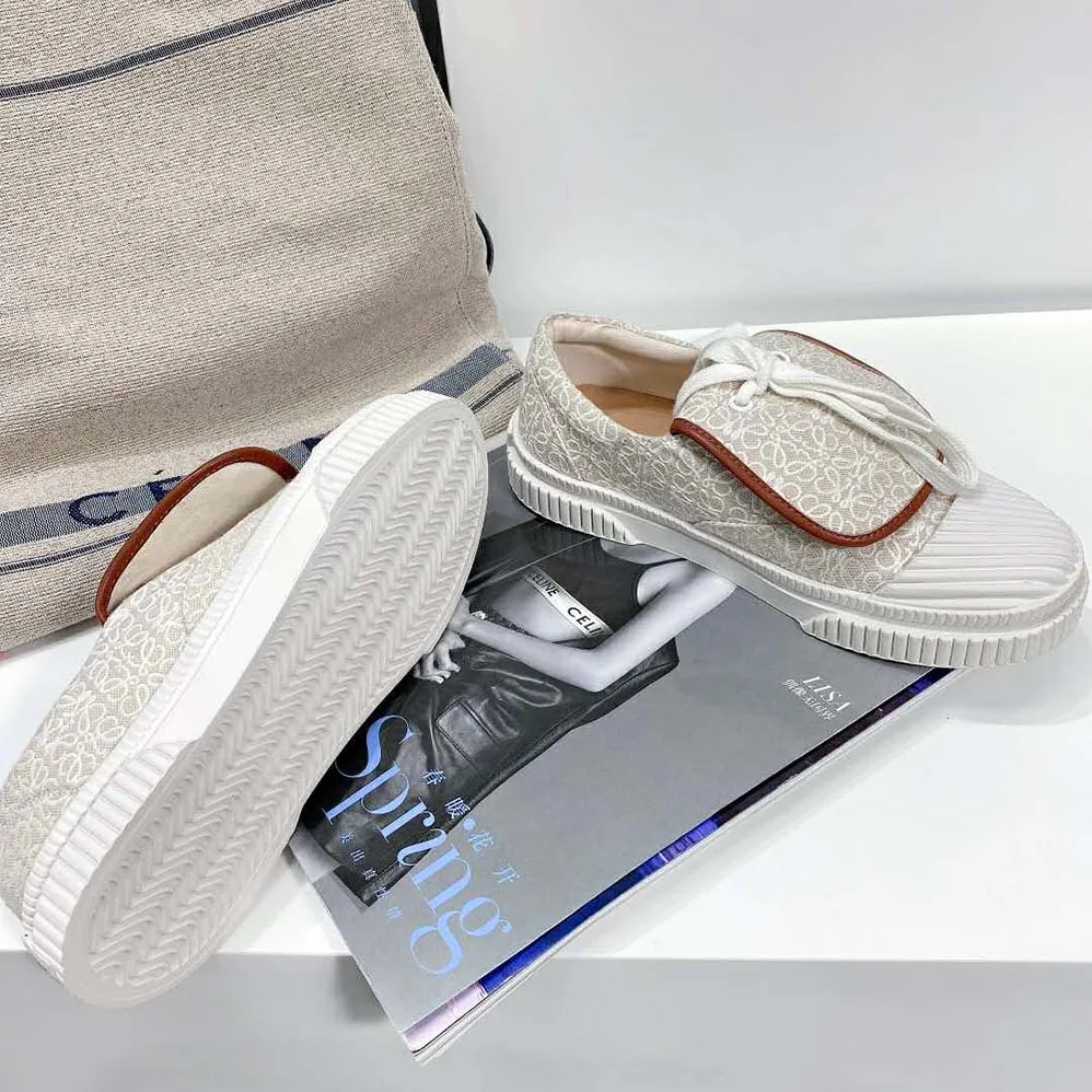 Loewe Anagram Flap Sneaker in Canvas for Women in White Loewe Anagram Flap Sneaker in Canvas for Women in White