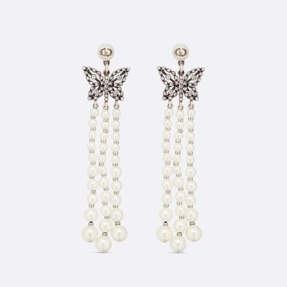 Dior Papillon De Nuit Earrings Antique Silver for Women in Finish Metal