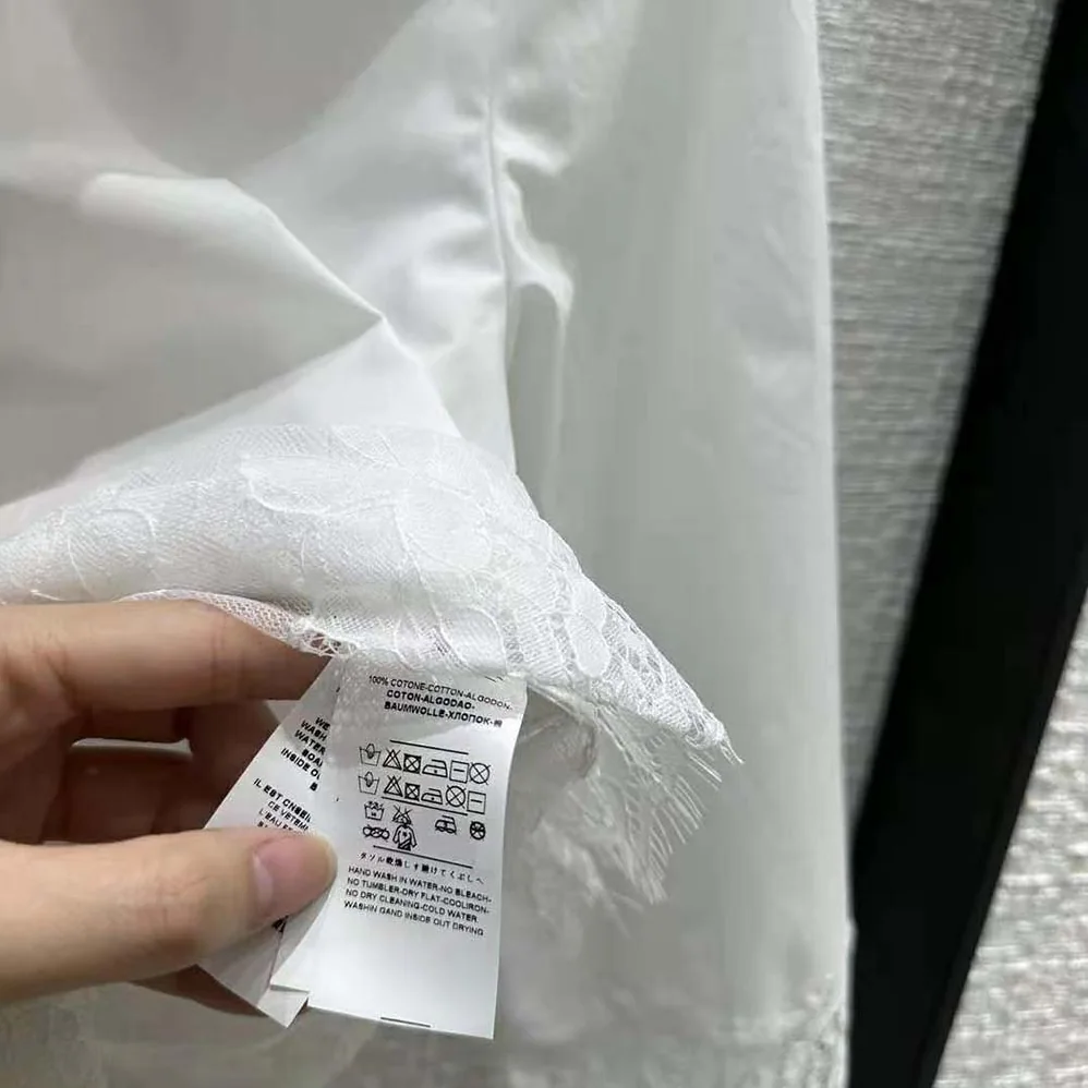 Dolce Gabbana D&G Cropped Poplin Shirt with Lace Inserts for Women Dolce Gabbana D&G Cropped Poplin Shirt with Lace Inserts for Women