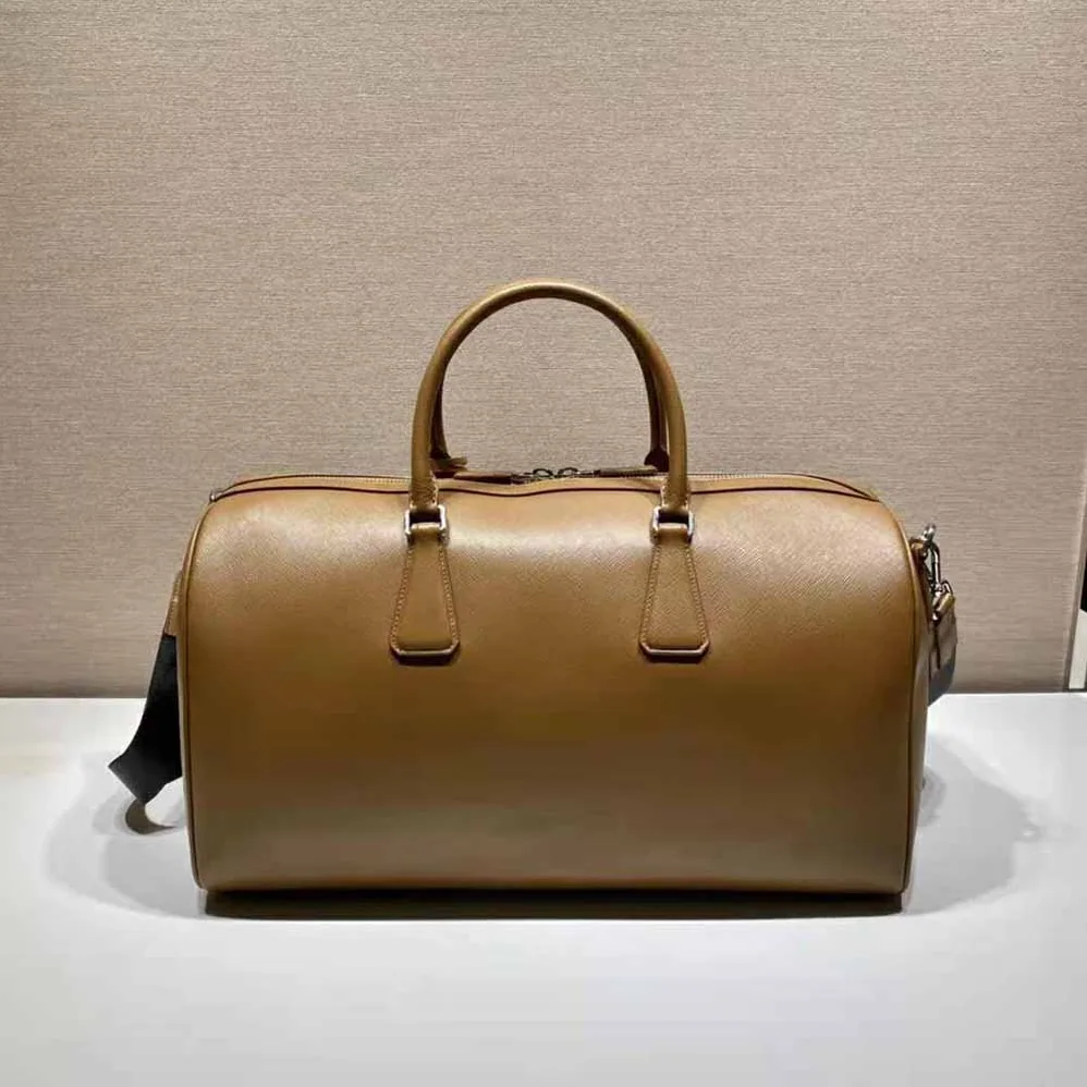 Prada Elegant Duffle Bag in Saffiano Leather Travel Bag for Men in Brown Prada Elegant Duffle Bag in Saffiano Leather Travel Bag for Men in Brown