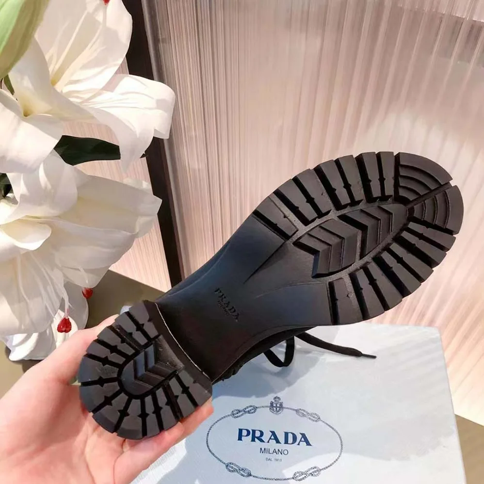 Prada Brushed Leather and Nylon Booties for Women