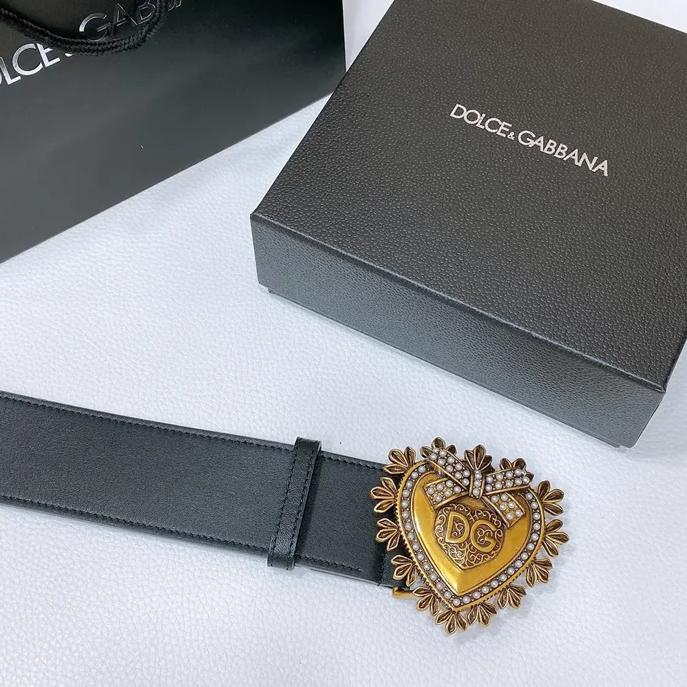 Dolce Gabbana D&G Leather Devotion Belt for Women in Black