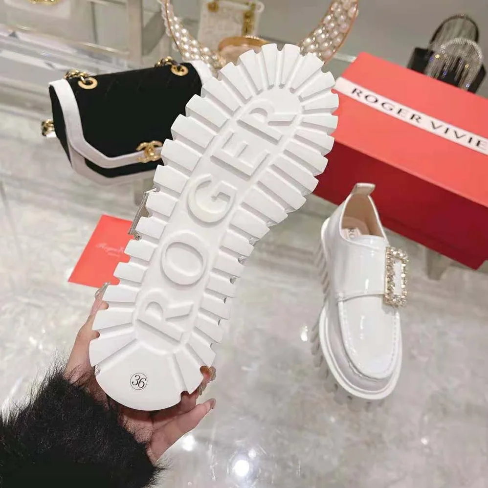 Roger Vivier Viv' Go-Thick Strass Buckle Loafers in Patent Leather for Women Roger Vivier Viv' Go-Thick Strass Buckle Loafers in Patent Leather for Women