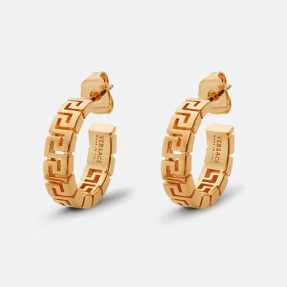 Versace Small Greca Hoop Earrings for Women in Gold
