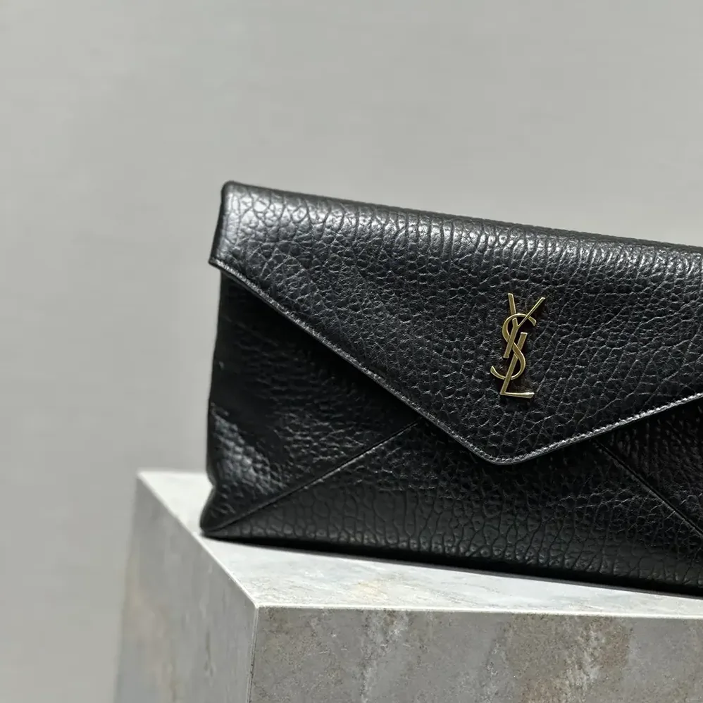 Saint Laurent YSL Cassandre Large Envelope Pouch in Lambskin Black 29cm for Women Saint Laurent YSL Cassandre Large Envelope Pouch in Lambskin Black 29cm for Women