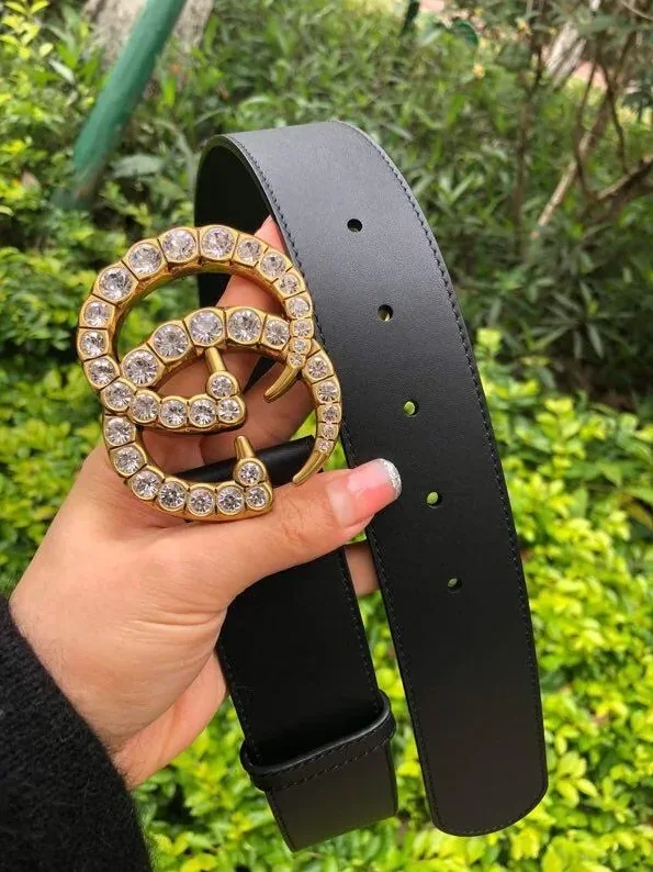 Gucci Belt With Double G Crystals Buckle Black