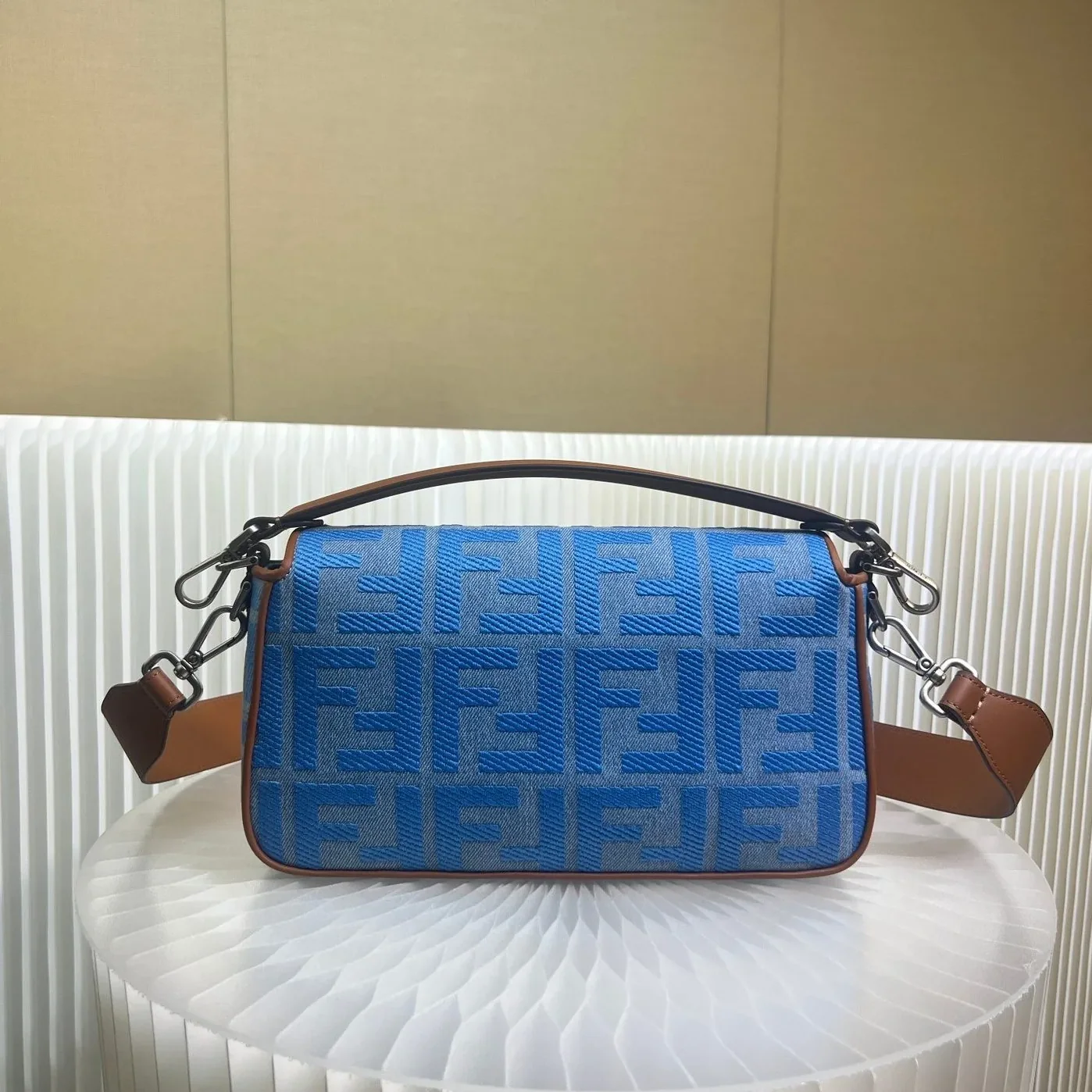 Fendi Denim Bag With FF Embroidery Blue /