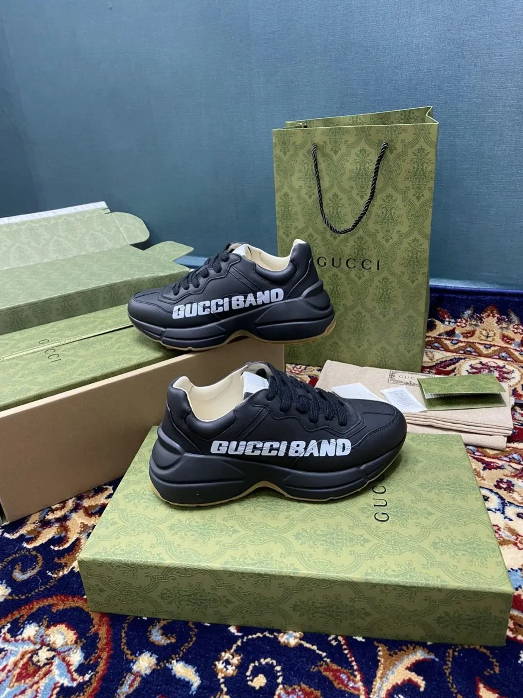 Gucci Rhyton Sneakers With Gucci Band Black for Men