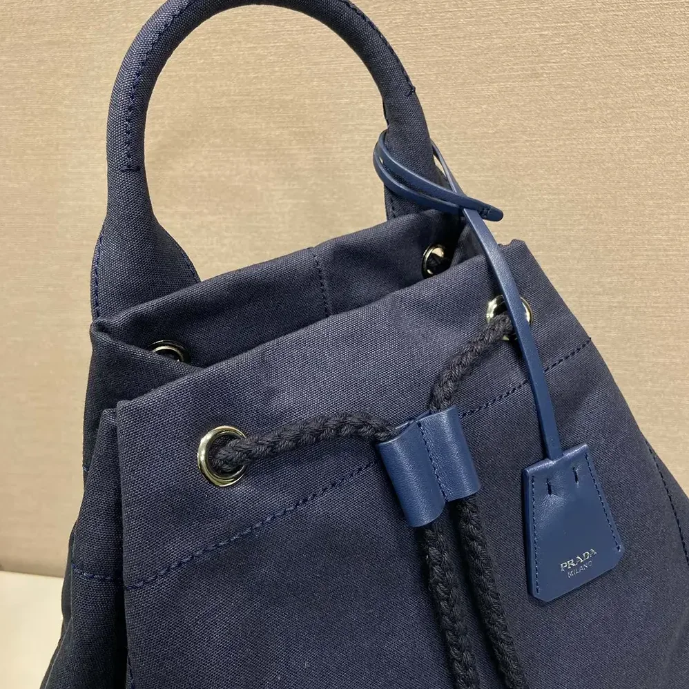 Prada Canvas Drawstring Duffle Bag for Unisex in Navy