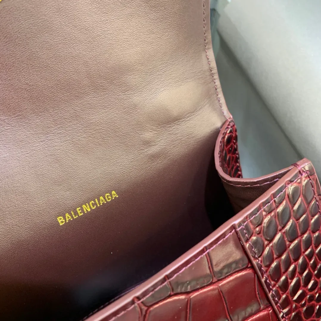 Balenciaga Hourglass XS Handbag In Dark Red Balenciaga Hourglass XS Handbag In Dark Red