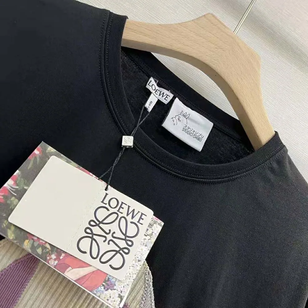 Loewe Kaonashi Embroidered T-shirt in Cotton for Men in Black Loewe Kaonashi Embroidered T-shirt in Cotton for Men in Black
