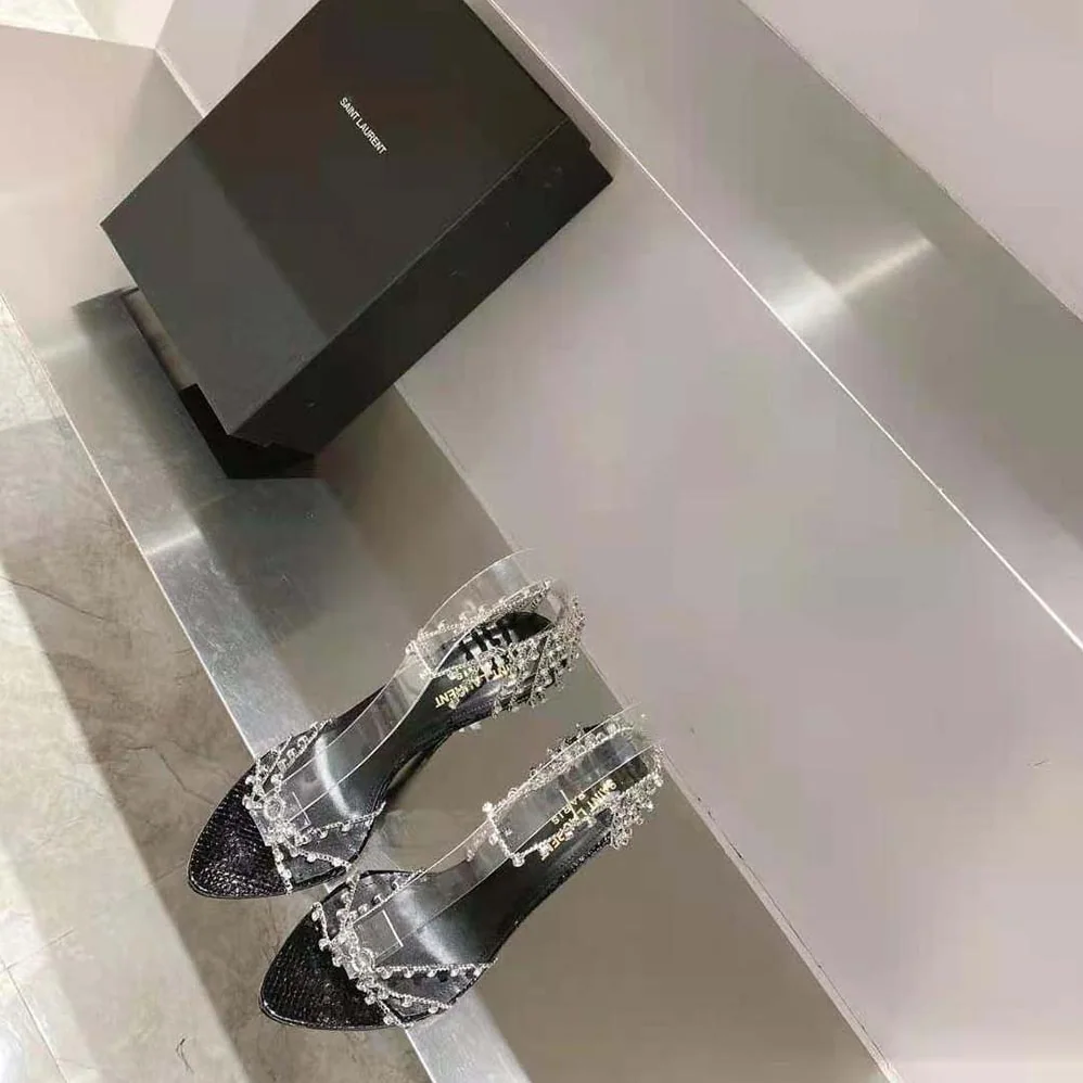 Saint Laurent YSL Alex Chain Sandals in Lacquered Ayers for Women Saint Laurent YSL Alex Chain Sandals in Lacquered Ayers for Women