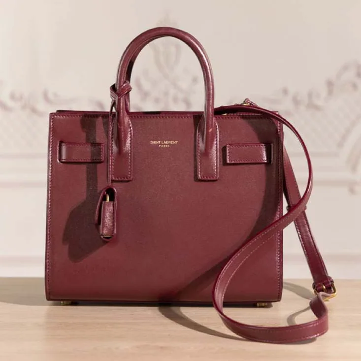 Saint Laurent YSL Sac De Jour in Smooth Leather for Women in Burgundy Saint Laurent YSL Sac De Jour in Smooth Leather for Women in Burgundy