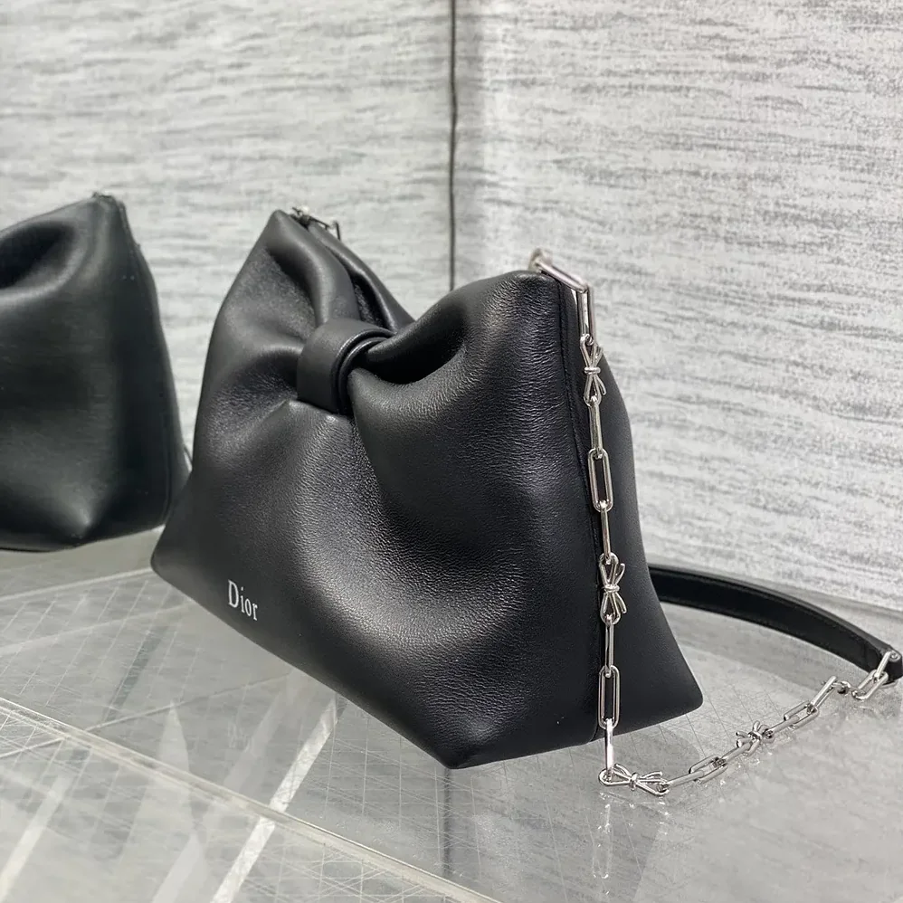Dior Small Dior Bow Bag Black Lambskin for Women