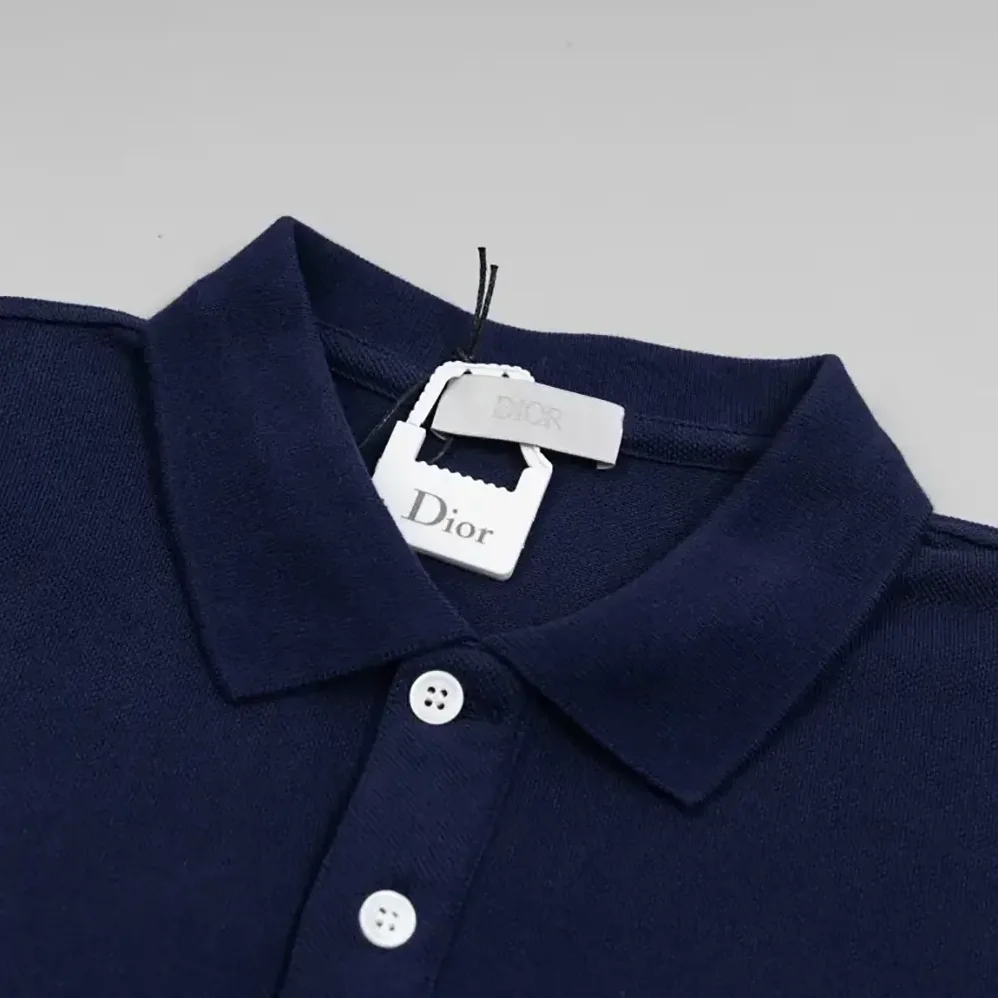 Dior CD Icon Polo Shirt Navy Blue Cotton Piqué for Men Dior CD Icon Polo Shirt Navy Blue Cotton Piqué for Men