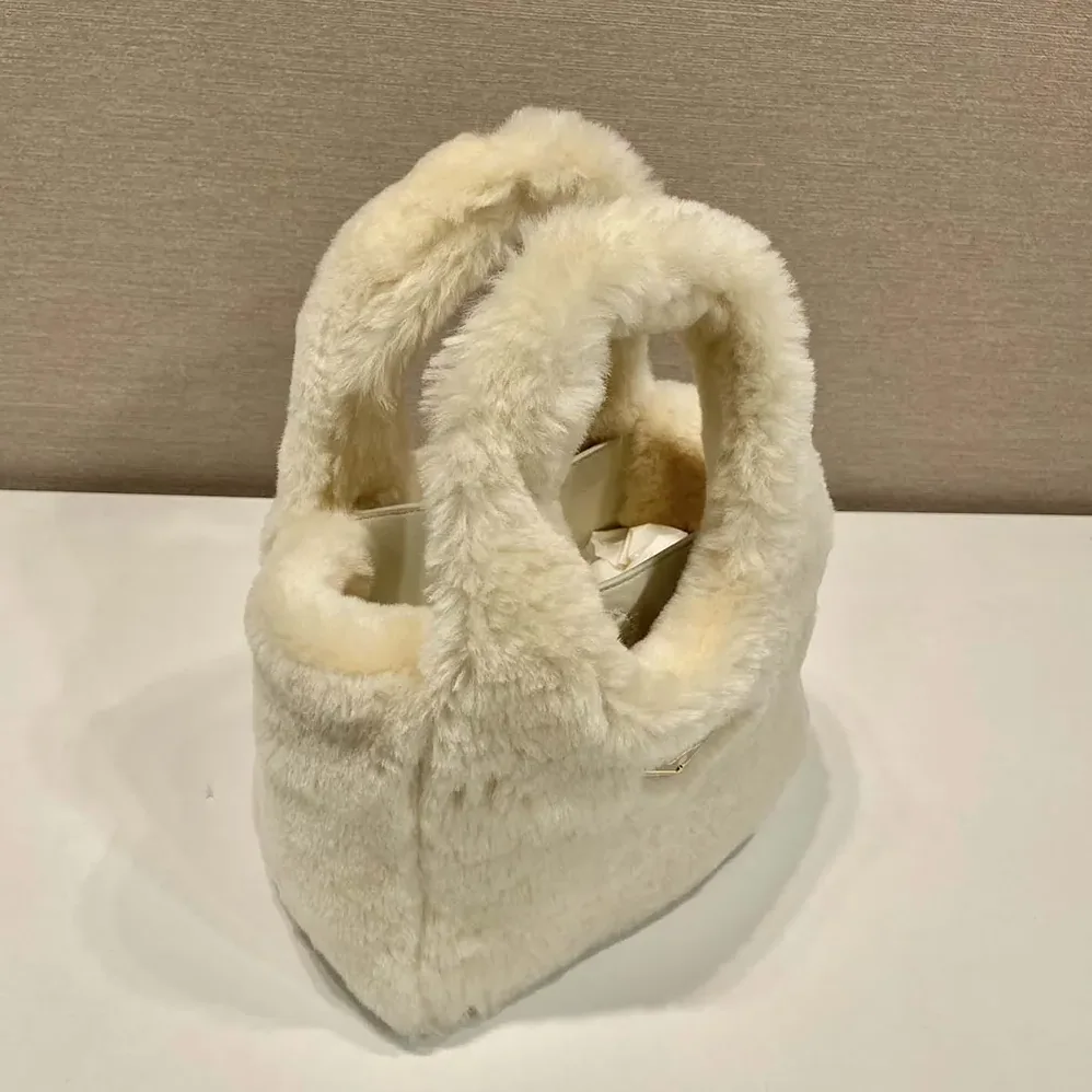 Prada Shearling Mini Handbag for Women in Beige