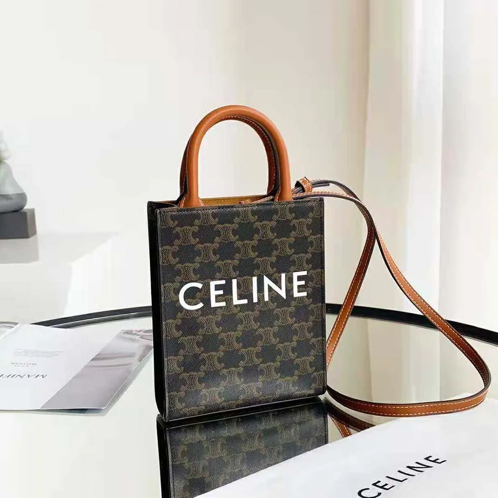 Celine Mini Vertical Cabas in Triomphe Canvas for Women