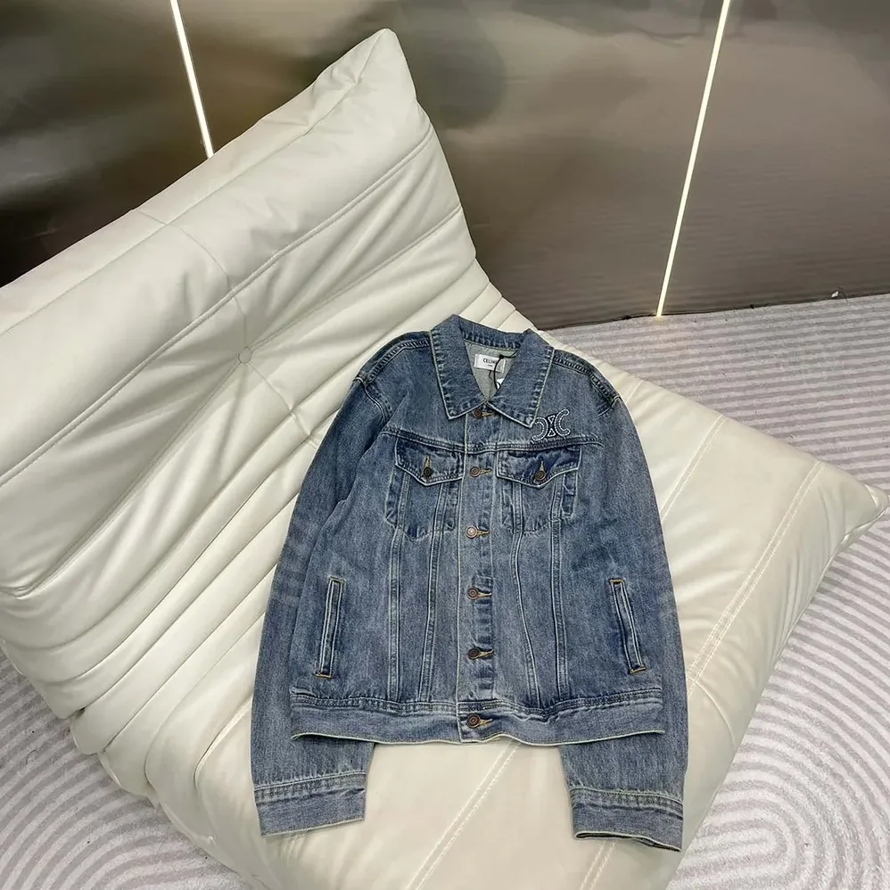 Celine Trucker Jacket in Dark Union Wash Denim for Women