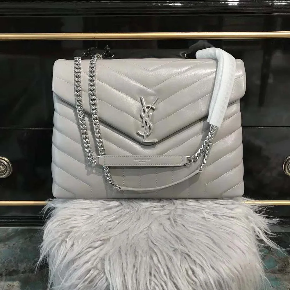Saint Laurent YSL Loulou Medium Matelasse Y Leather for Women in White Saint Laurent YSL Loulou Medium Matelasse Y Leather for Women in White