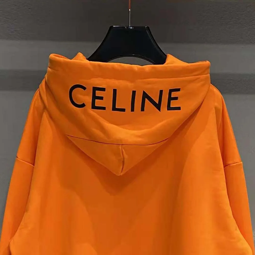 Celine Loose Sweatshirt in Cotton Fleece for Women in Orange Celine Loose Sweatshirt in Cotton Fleece for Women in Orange