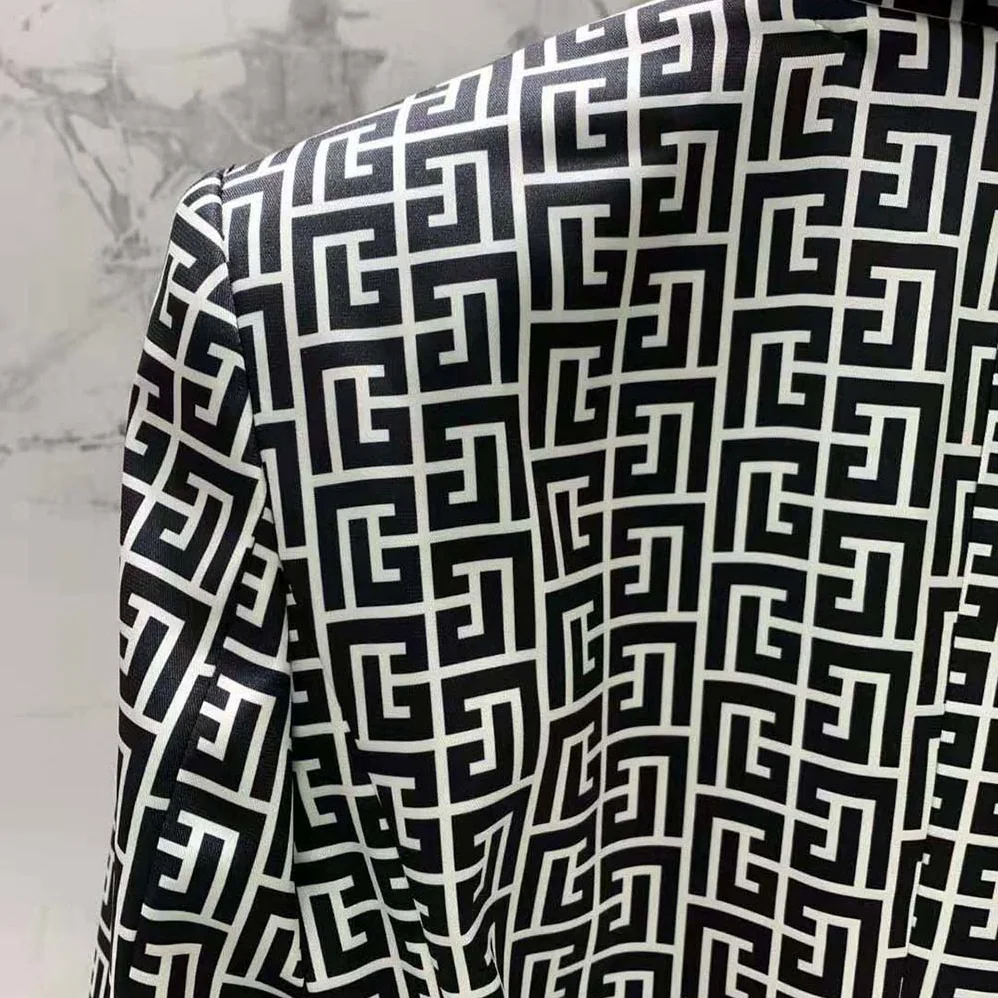 Balmain Monogram Printed Jacket with Shawl Collar for Women