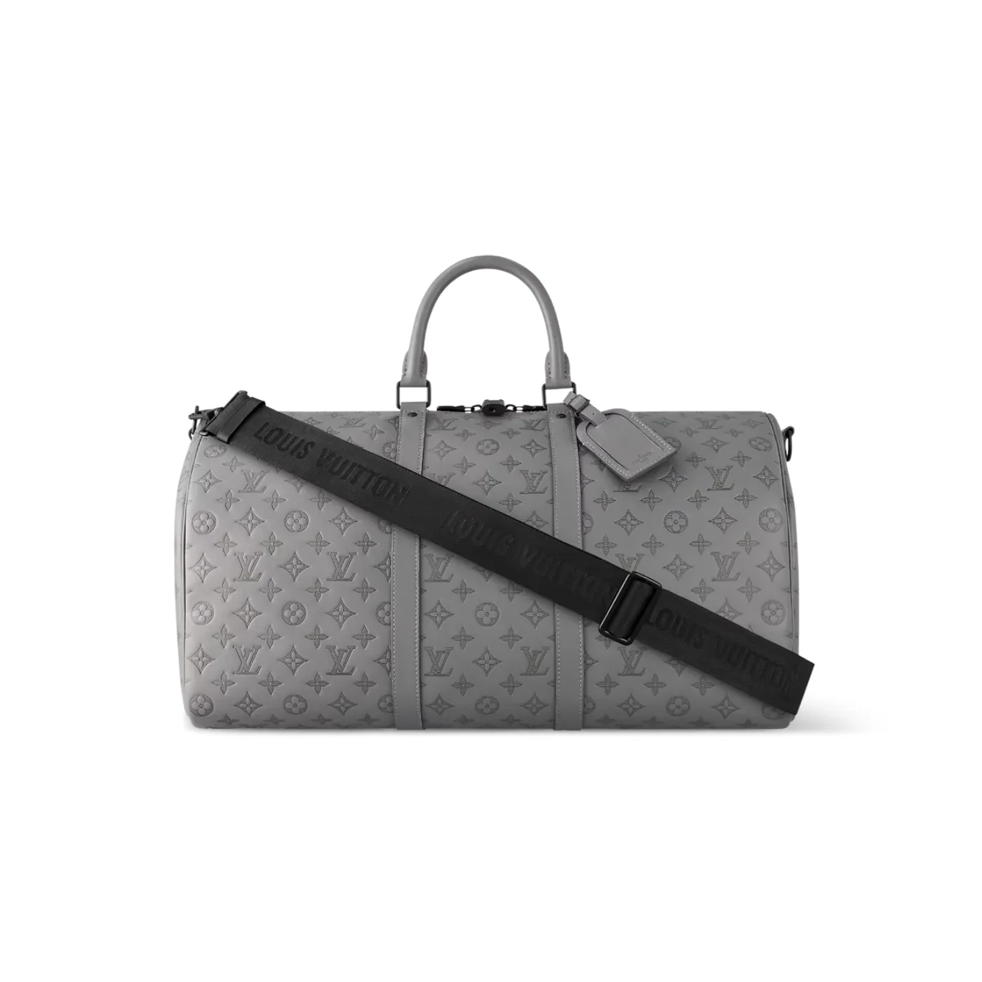 Louis Vuitton Keepall Bandouliere 50 Travel Bag in Grey Black Hardware Louis Vuitton Keepall Bandouliere 50 Travel Bag in Grey Black Hardware