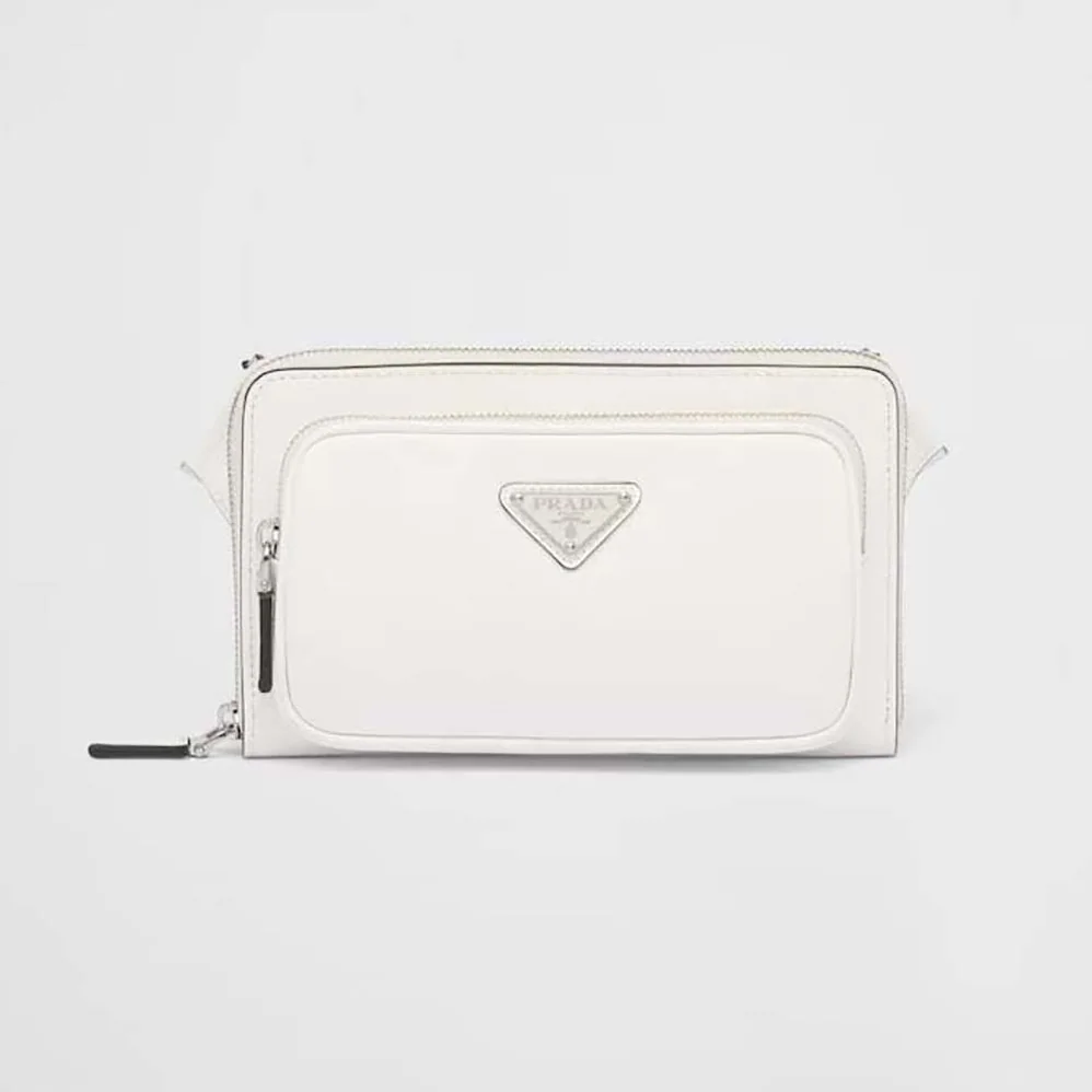 Prada Saffiano Leather Belt Bag for Men in White