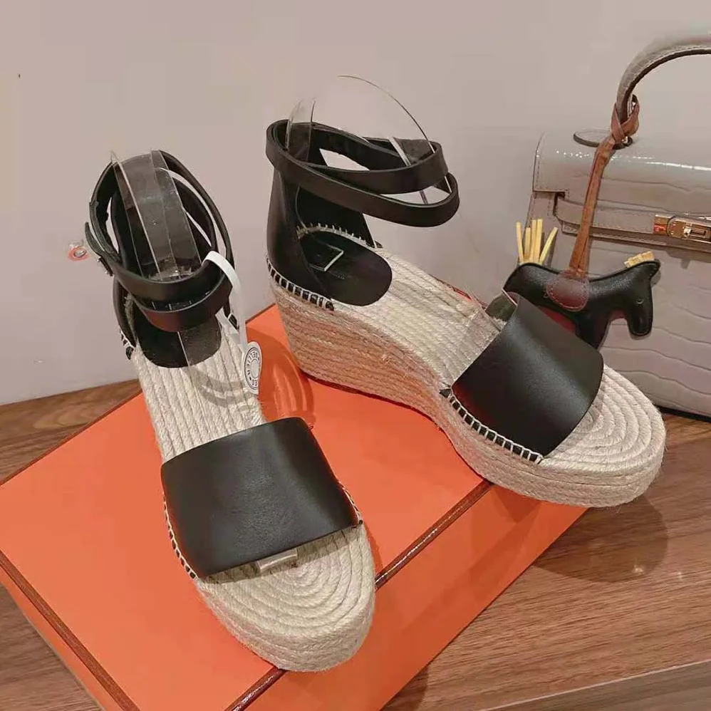 Hermes Tipoli Espadrille in Calfskin with Wrap-Around Ankle Strap for Women in Black Hermes Tipoli Espadrille in Calfskin with Wrap-Around Ankle Strap for Women in Black