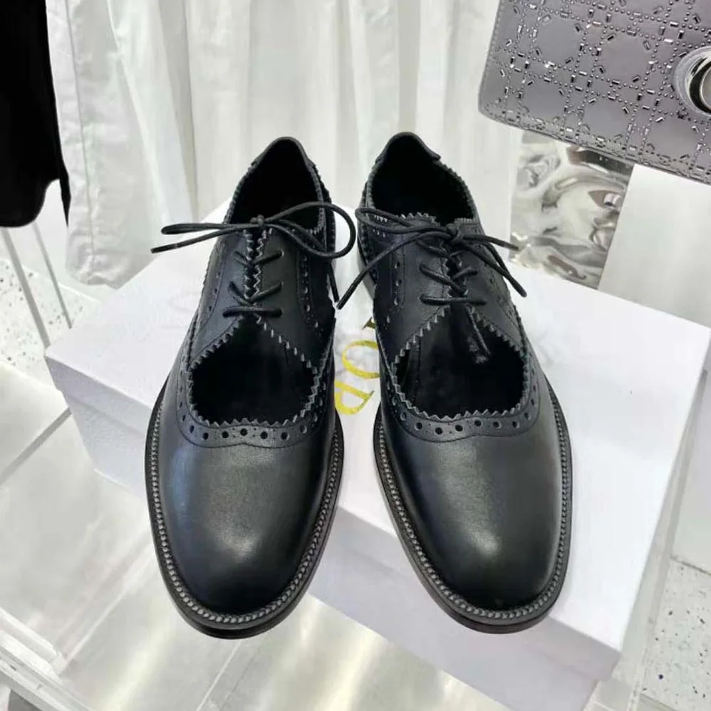 Dior Teddy-d Derby Black Perforated Calfskin for Women