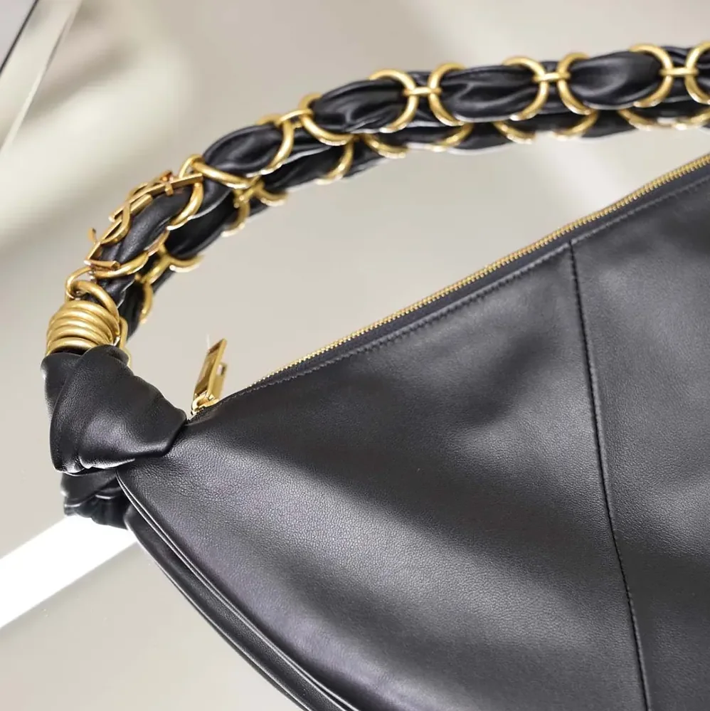 Saint Laurent YSL Amalia Small Hobo In Lambskin for Women in Black