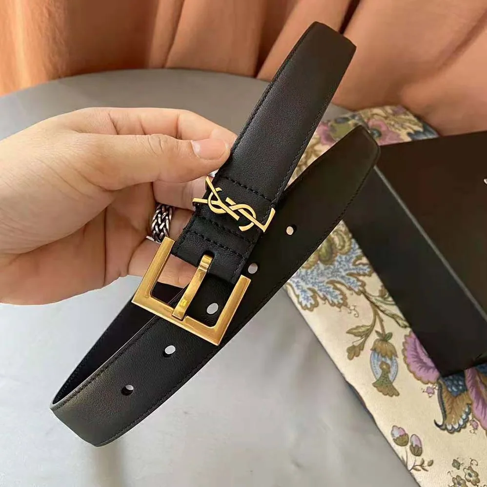Saint Laurent YSL Monogram Narrow Belt with Square Buckle in Lacquered Leather for Women Saint Laurent YSL Monogram Narrow Belt with Square Buckle in Lacquered Leather for Women