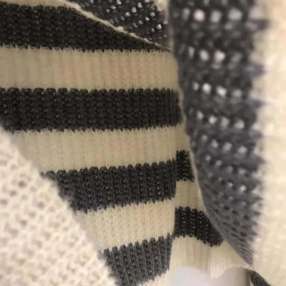 Dior Stand Collar Sweater Gray and Ecru D-Stripes Alpaca Cashmere and Silk Knit for Women Dior Stand Collar Sweater Gray and Ecru D-Stripes Alpaca Cashmere and Silk Knit for Women