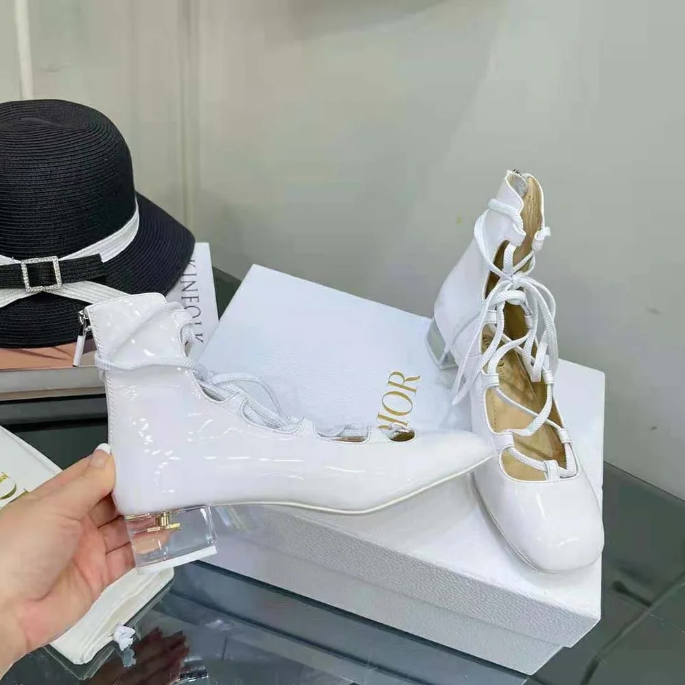 Dior Arty Lace-up Ankle Boot White Patent Calfskin for Women Dior Arty Lace-up Ankle Boot White Patent Calfskin for Women