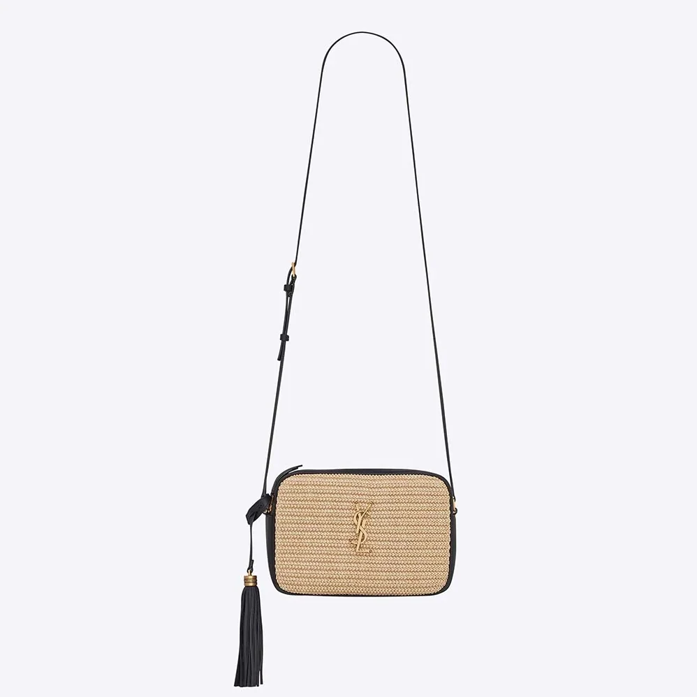 Saint Laurent YSL Lou Camera Bag in Raffia and Smooth Leather for Women