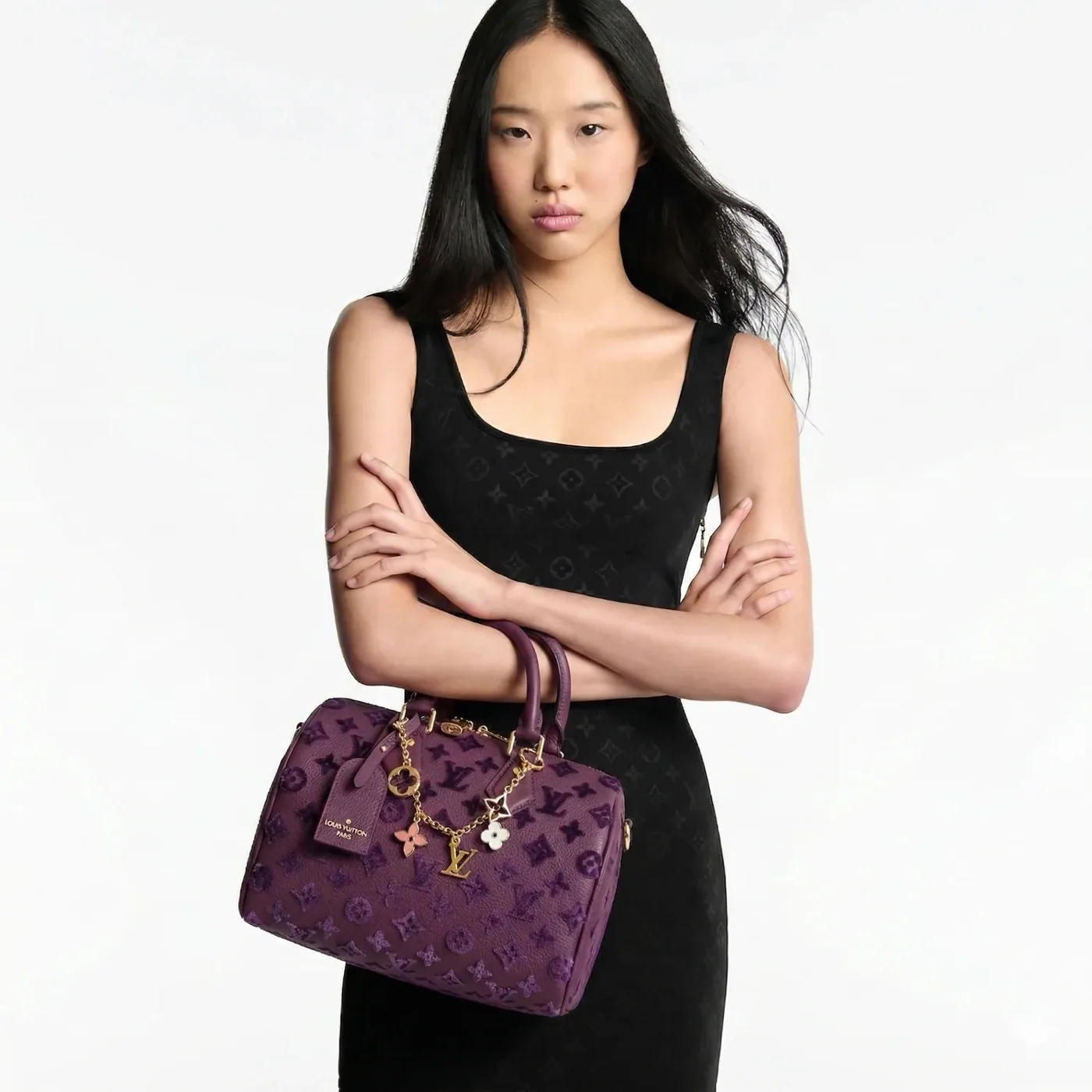 Louis Vuitton Speedy Bandouliere 25 Top Handle Bag in Purple Gold Hardware Louis Vuitton Speedy Bandouliere 25 Top Handle Bag in Purple Gold Hardware