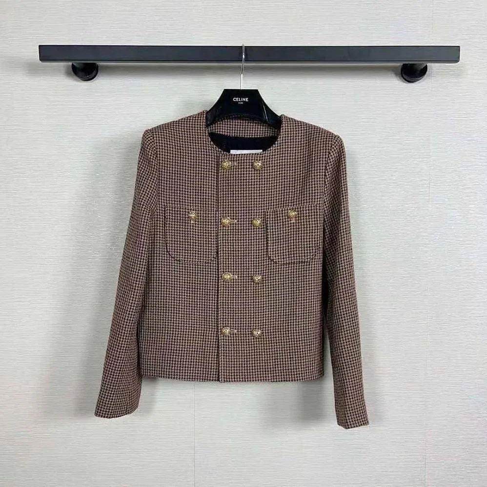 Celine Chelsea Jacket in Double Houndstooth Wool for Women