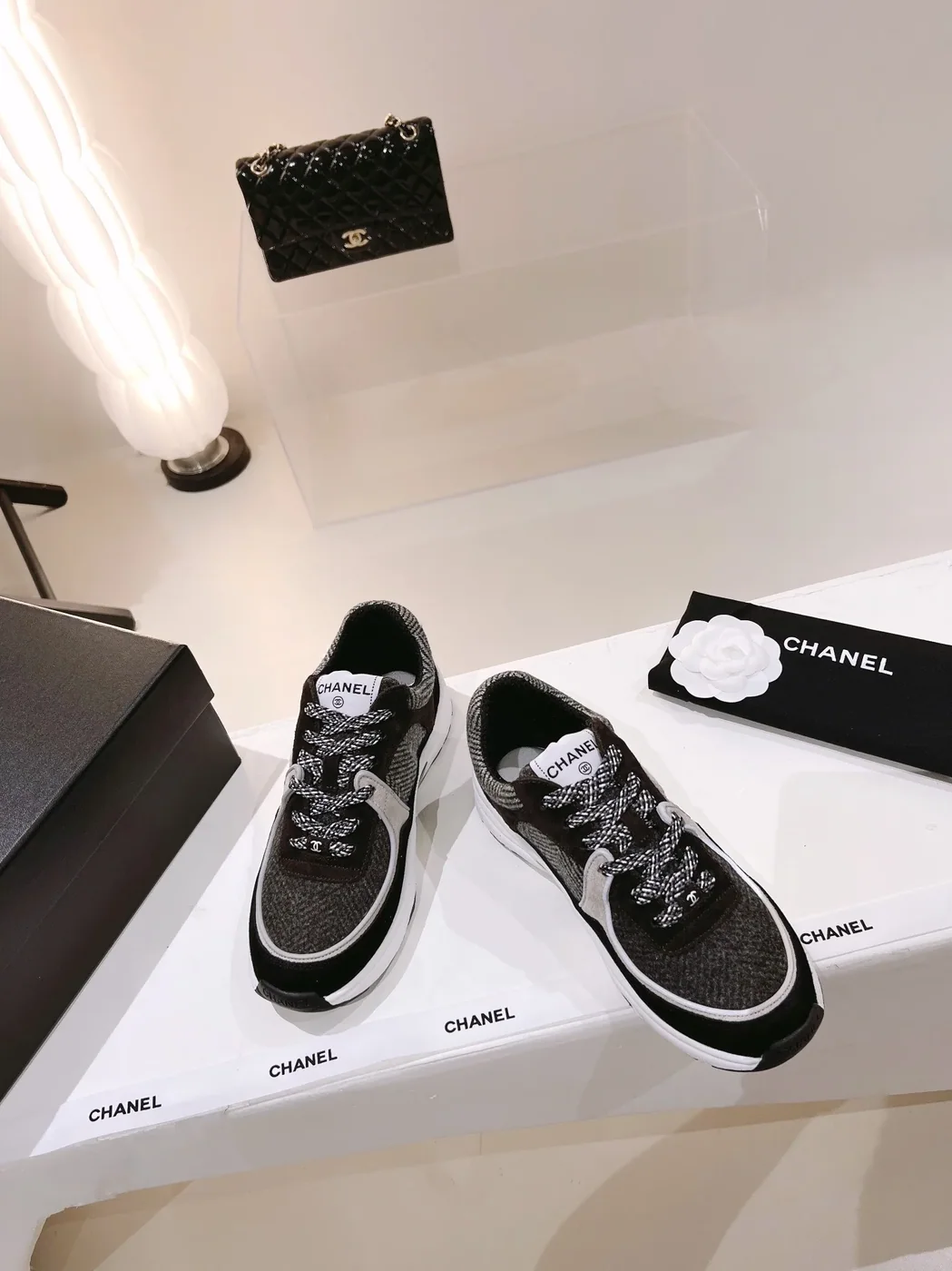 Chanel Wool Stitch Casual C Sneakers Black