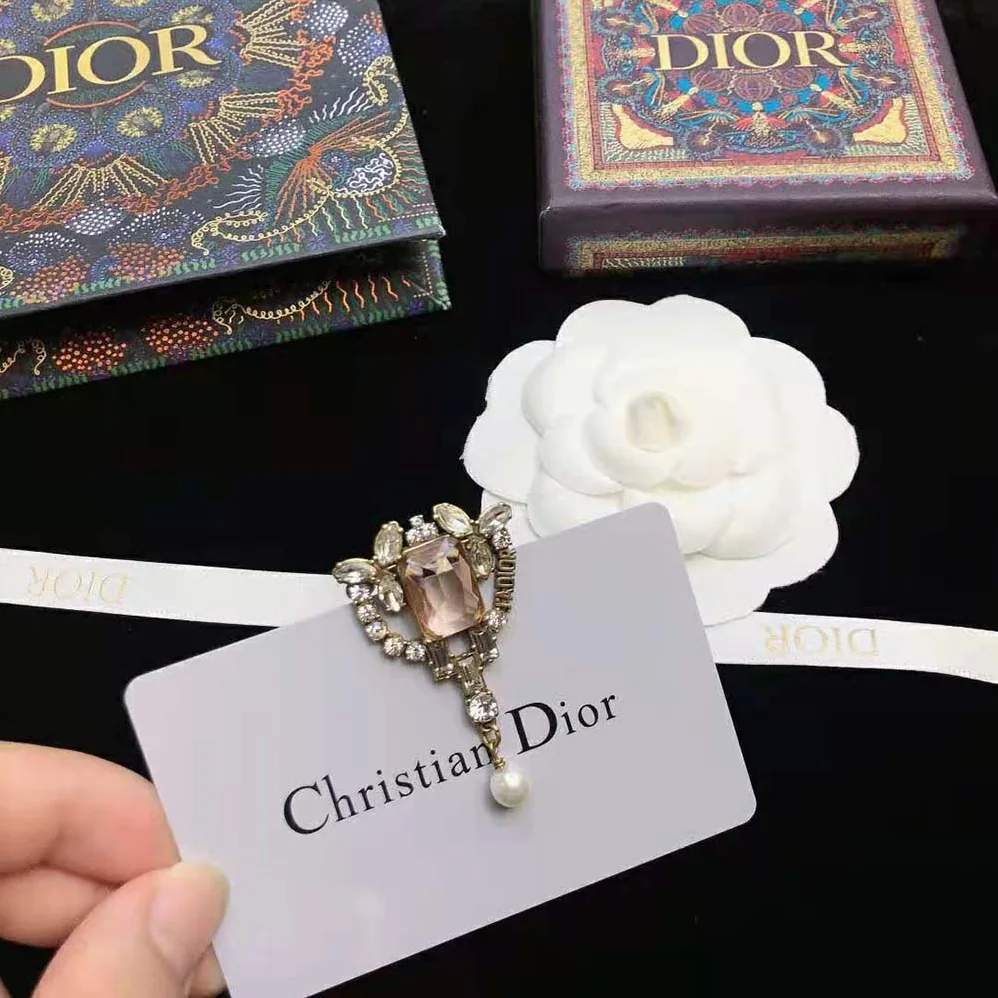 Dior J adior Brooch Antique Gold-Finish Metal and a White Resin Pearl for Women
