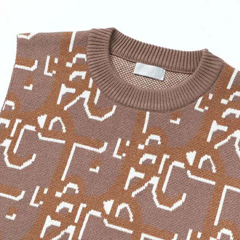 Dior Oversized Cactus Jack Dior Sleeveless Sweater Beige and Brown Cashmere Jacquard for Men