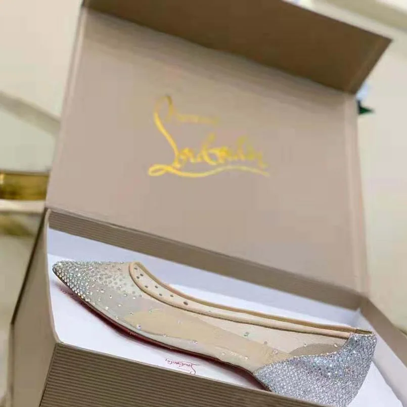Christian Louboutin Evening Flats Shoes Follies Strass for Women in Gold