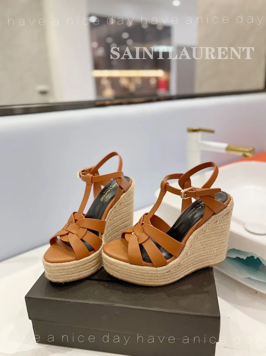 Saint Laurent Tribute Espadrilles In Smooth Brown Saint Laurent Tribute Espadrilles In Smooth Brown