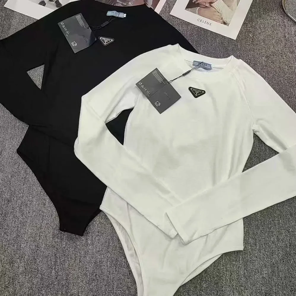 Prada Ribbed Knit Jersey Bodysuit for Women in White