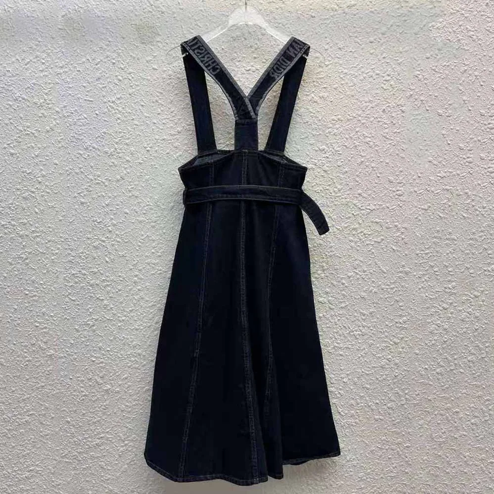 Dior Couture Denim Mid-Length Skirt with Straps Deep Blue Cotton Denim for Women Dior Couture Denim Mid-Length Skirt with Straps Deep Blue Cotton Denim for Women