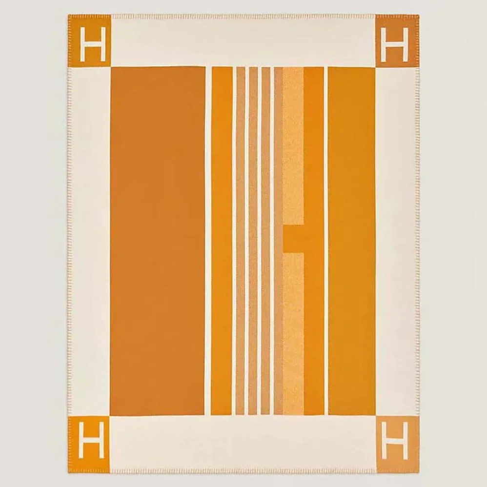 Hermes Avalon Vibration Throw Blanket for Unisex in Orange Hermes Avalon Vibration Throw Blanket for Unisex in Orange