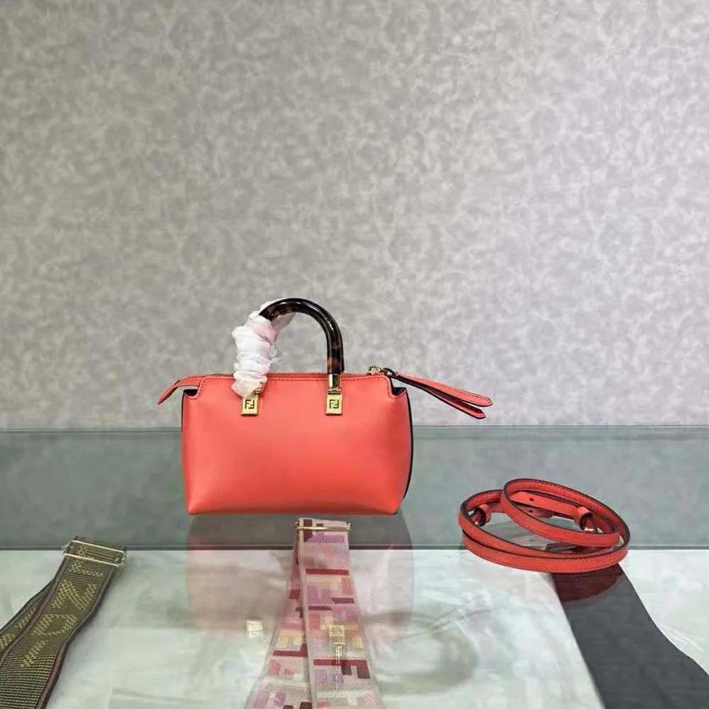 Fendi By The Way Mini Red Leather Small Boston Bag for Women